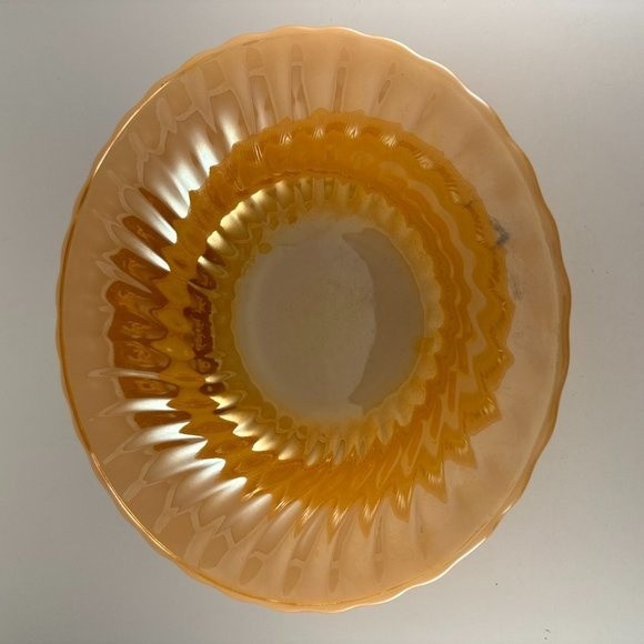 Anchor Hocking Fire King Peach Lustre Swirl Iridescent Serving Dish Bowl 8.5" - Picture 9 of 10